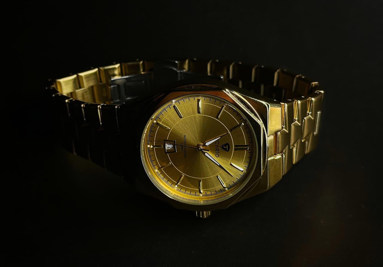 Ticarto - OctaGold | Shinny Golden (date display & water resistance)