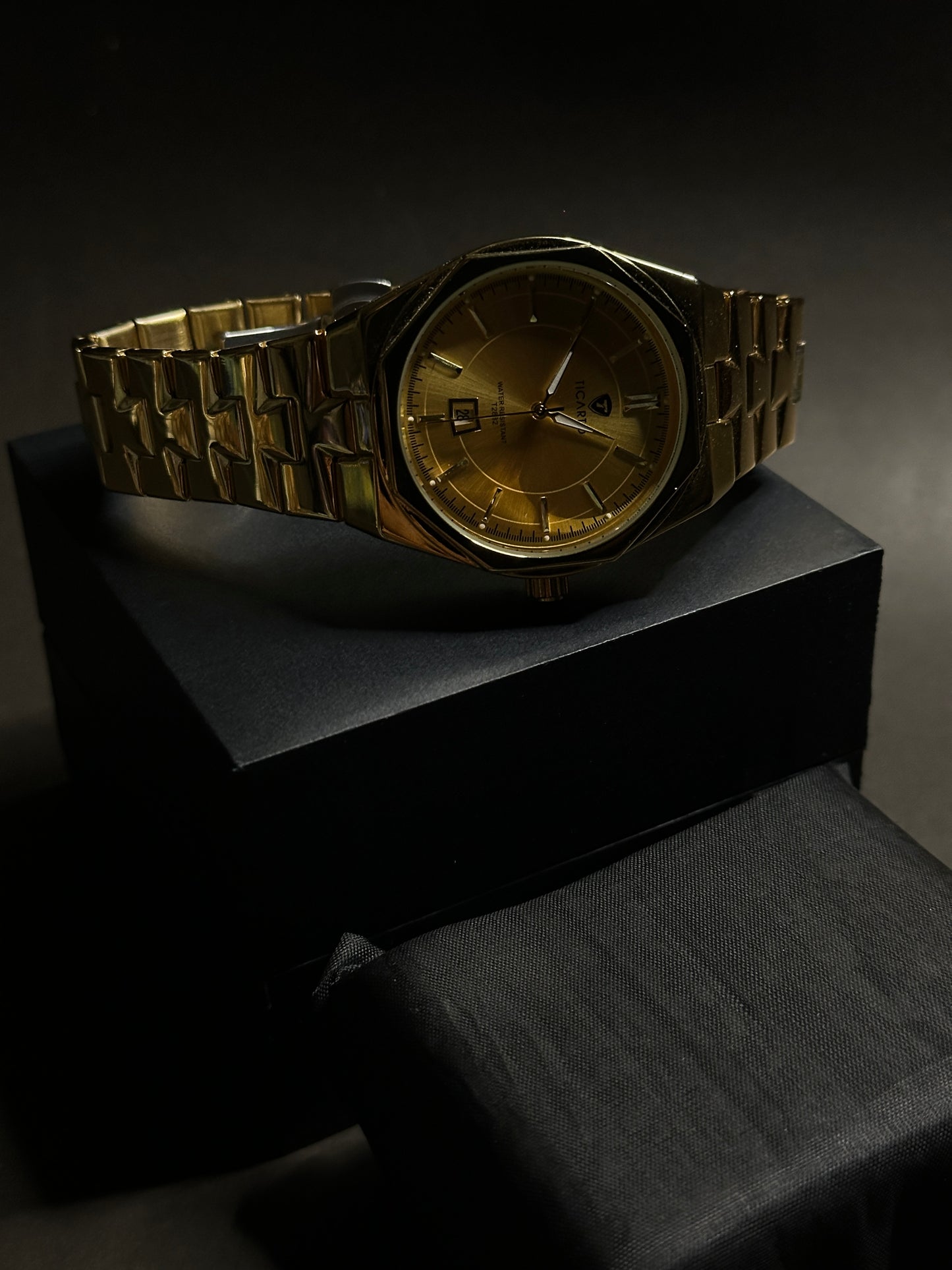 Ticarto - OctaGold | Shinny Golden (date display & water resistance)